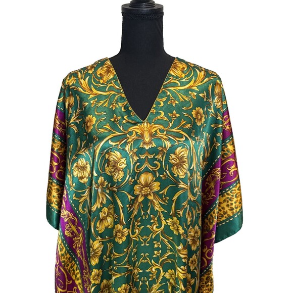 Winlar Kaftan Green Gold Purple One Size - Picture 2 of 13